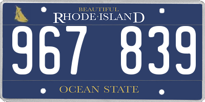 RI license plate 967839