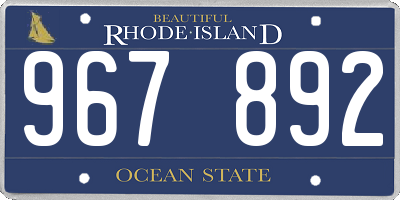 RI license plate 967892
