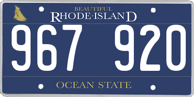 RI license plate 967920