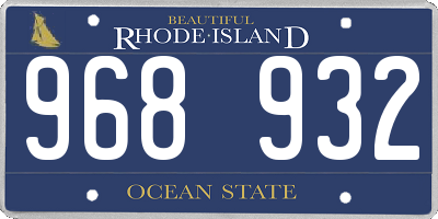 RI license plate 968932