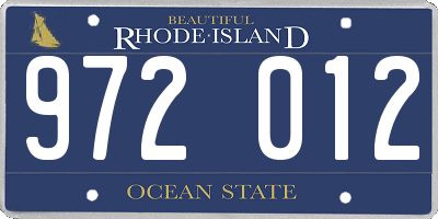 RI license plate 972012