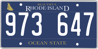 RI license plate 973647