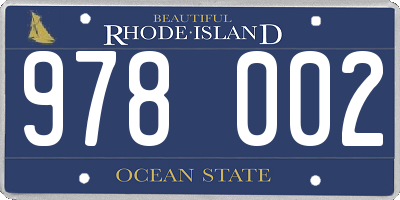 RI license plate 978002