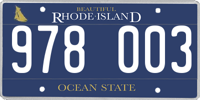 RI license plate 978003