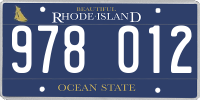 RI license plate 978012