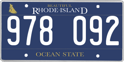 RI license plate 978092