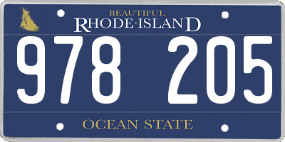 RI license plate 978205