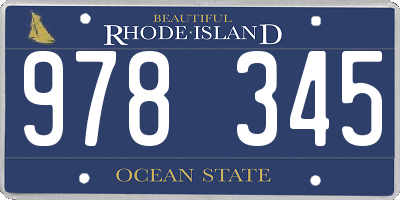 RI license plate 978345