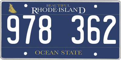 RI license plate 978362