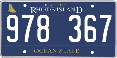 RI license plate 978367