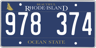 RI license plate 978374
