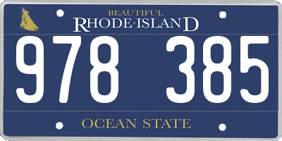 RI license plate 978385