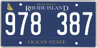 RI license plate 978387