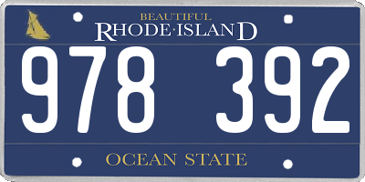 RI license plate 978392