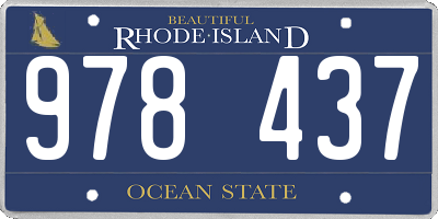 RI license plate 978437