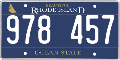 RI license plate 978457