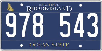 RI license plate 978543