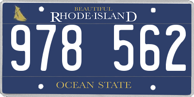 RI license plate 978562