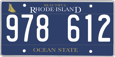 RI license plate 978612