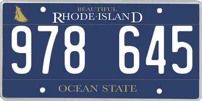 RI license plate 978645