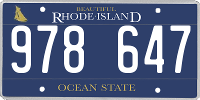 RI license plate 978647