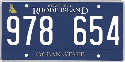 RI license plate 978654