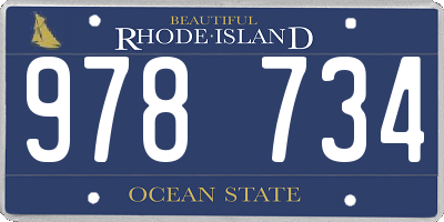 RI license plate 978734