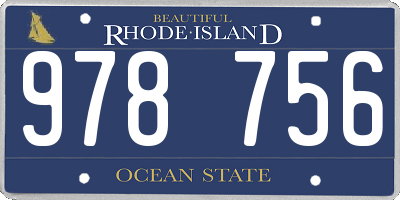 RI license plate 978756