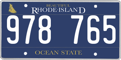 RI license plate 978765