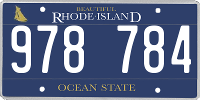 RI license plate 978784