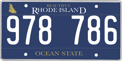 RI license plate 978786