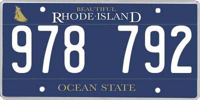 RI license plate 978792