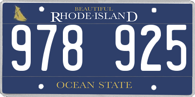 RI license plate 978925