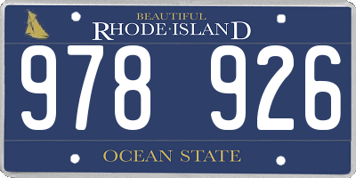 RI license plate 978926