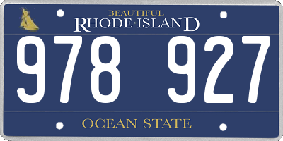 RI license plate 978927