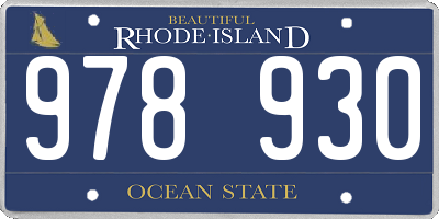 RI license plate 978930