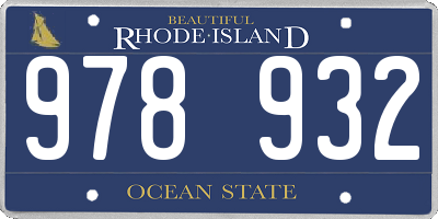 RI license plate 978932