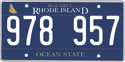 RI license plate 978957