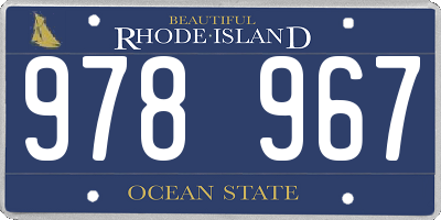 RI license plate 978967