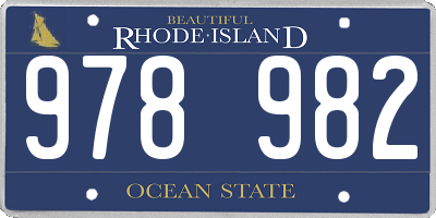 RI license plate 978982