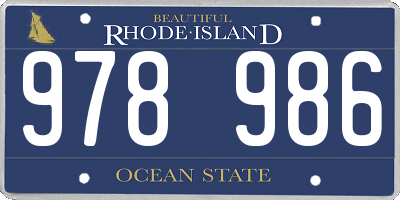 RI license plate 978986