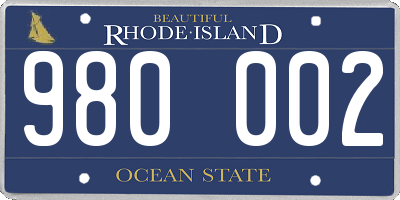 RI license plate 980002