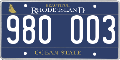 RI license plate 980003