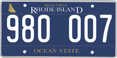 RI license plate 980007