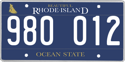 RI license plate 980012