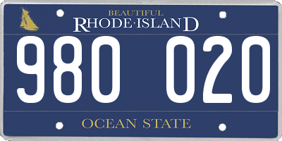 RI license plate 980020