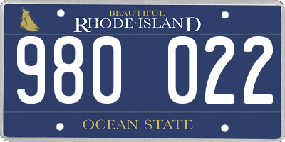 RI license plate 980022
