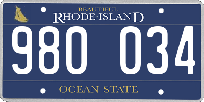 RI license plate 980034