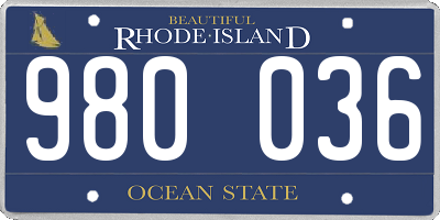 RI license plate 980036