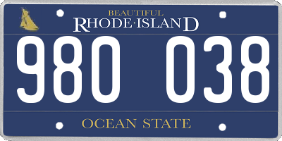 RI license plate 980038